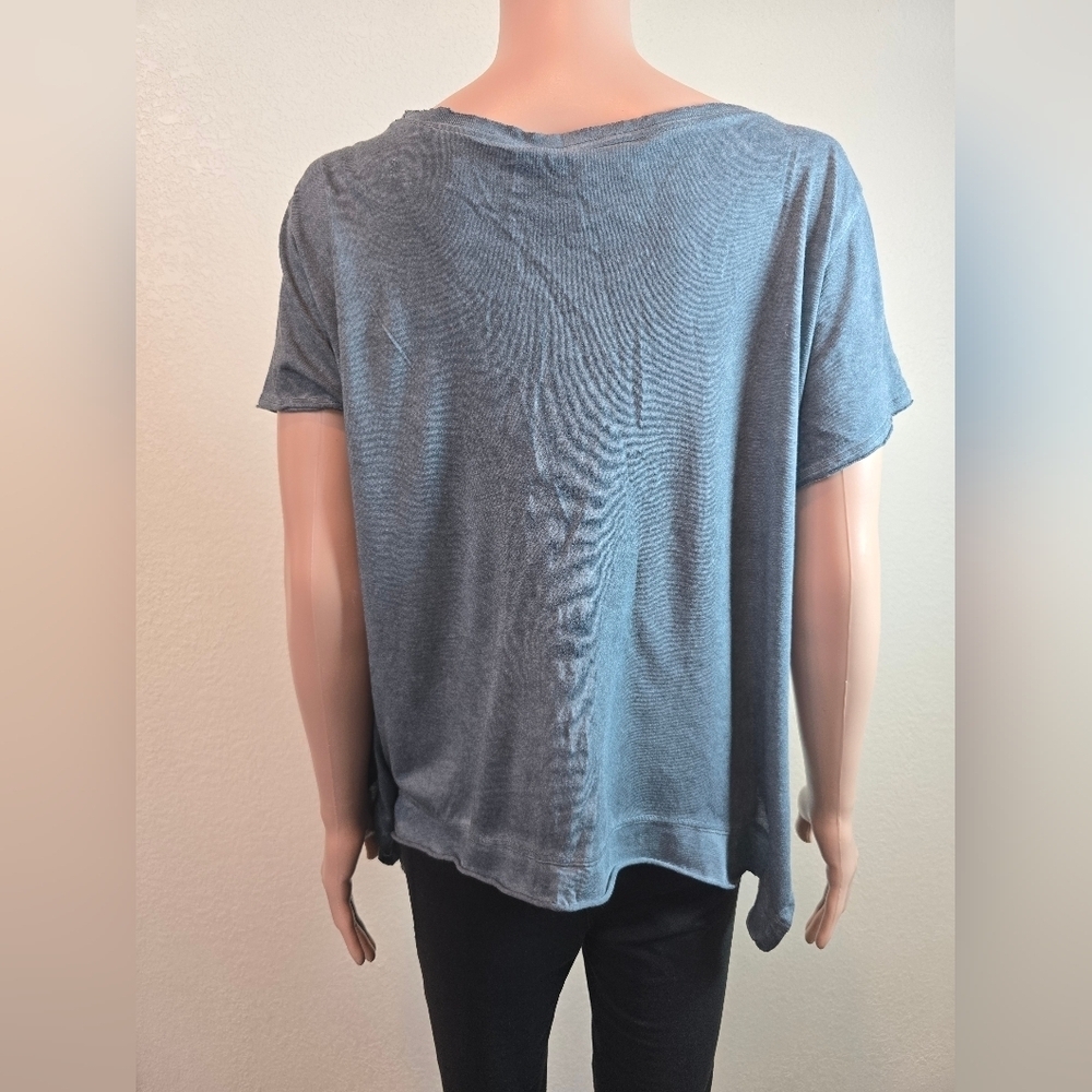 HARLEY DAVIDSON Multi-Stud V Neck Short Sleeve Sharkbite Hem Green Tee Sz Large - Picture 3 of 9